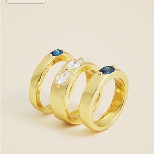 Elegant Gold and Blue Stone Ring Set